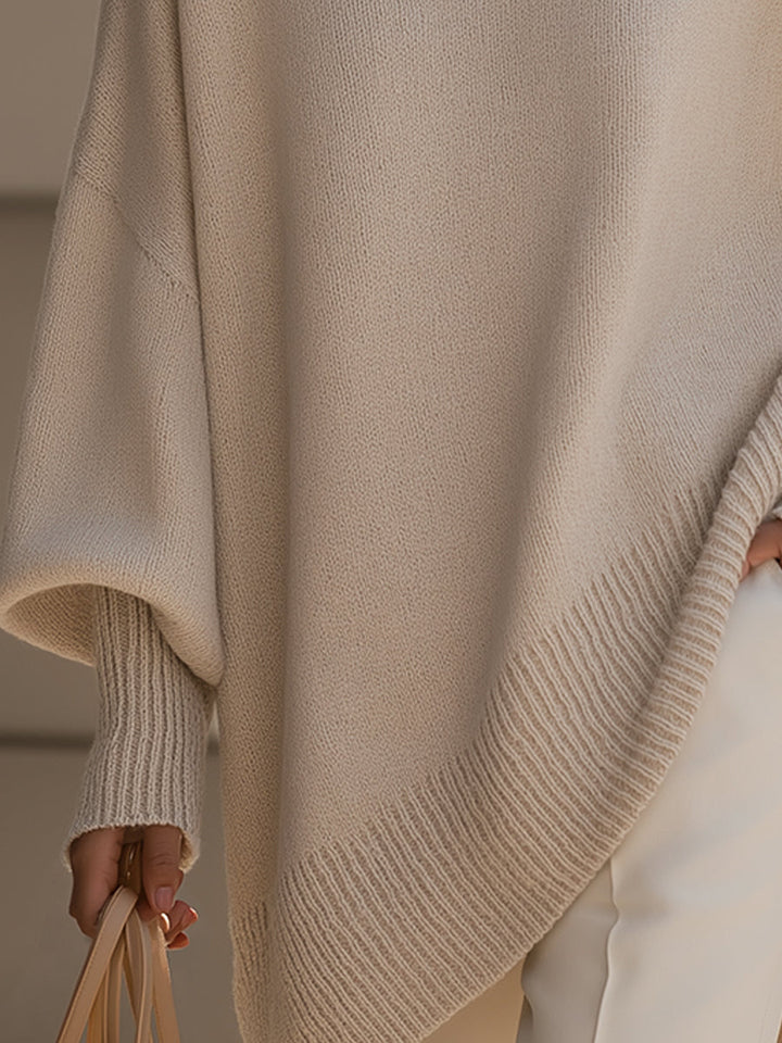 Pull oversize pour femme en mélange de laine avec ourlet asymétrique