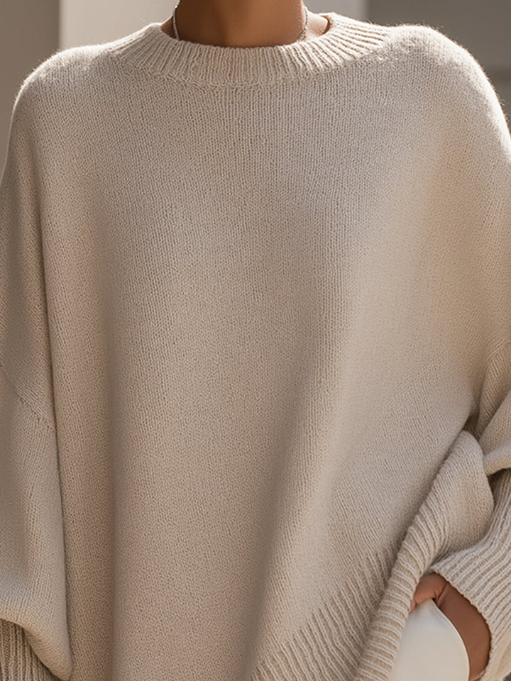 Pull oversize pour femme en mélange de laine avec ourlet asymétrique