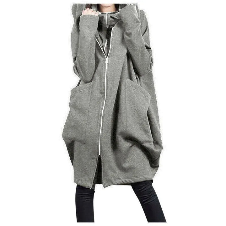 Women's Oversized Hooded Long Winter Coat with Full Zip
