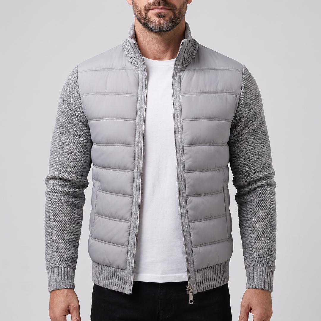 Men's Hybrid Puffer Jacket with Fleece Sleeves