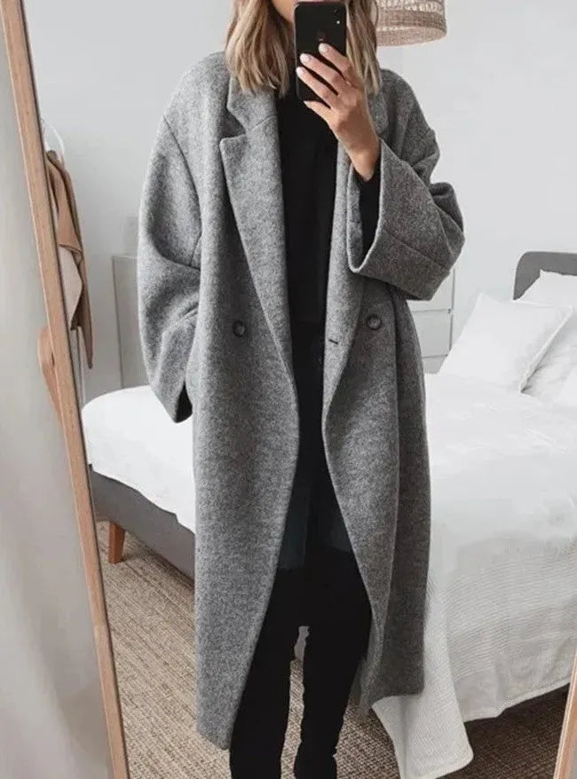 Women's Double-Breasted Longline Wool Coat