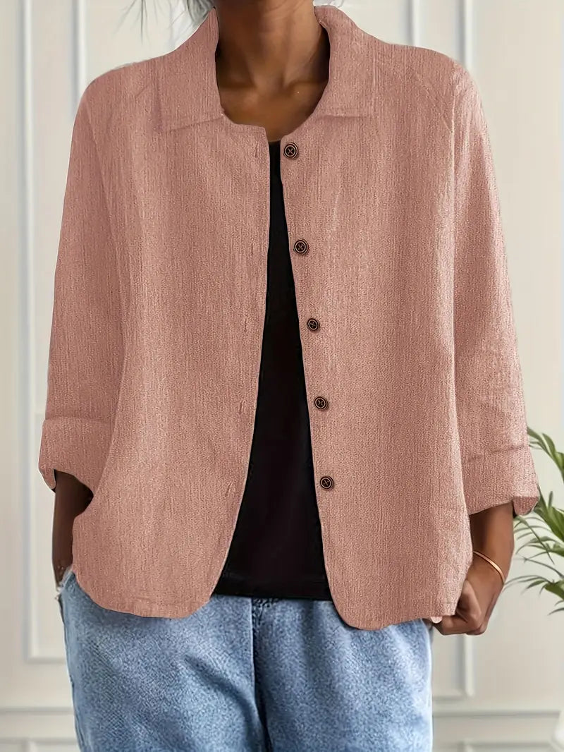 Women's Cotton Linen Shirt Cardigan in a Relaxed Fit
