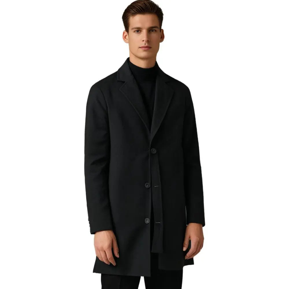 Men's Tailored Longline Trench Coat with Notch Lapel