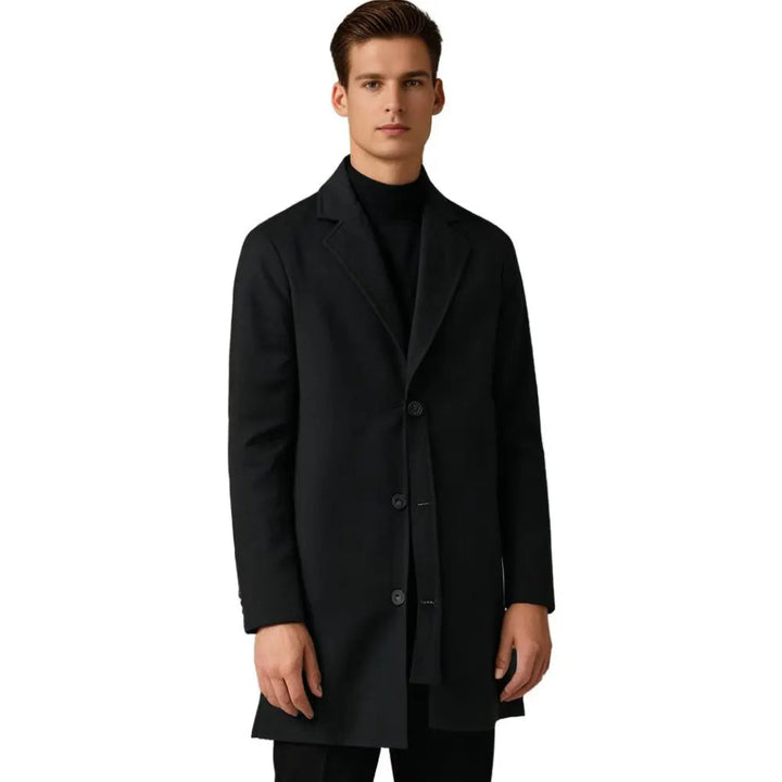 Men's Tailored Longline Trench Coat with Notch Lapel