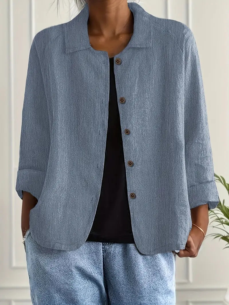 Women's Cotton Linen Shirt Cardigan in a Relaxed Fit