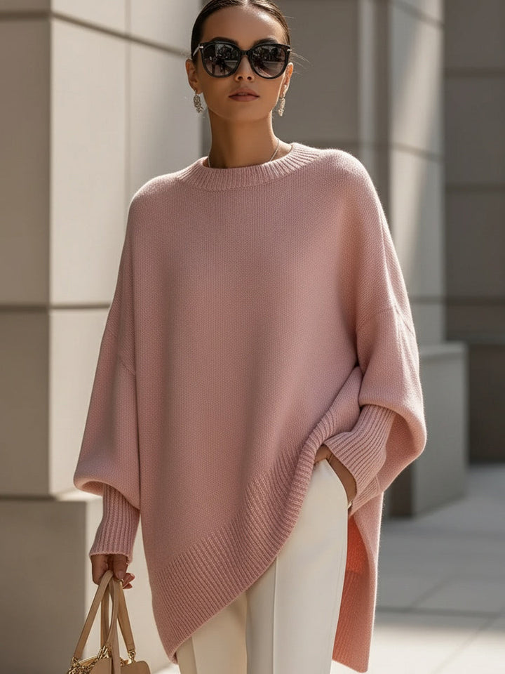 Pull oversize pour femme en mélange de laine avec ourlet asymétrique