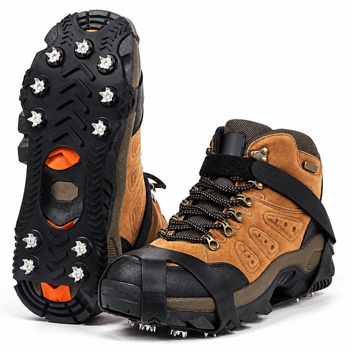 11-Spike Stainless Steel Ice Cleats with Velcro Strap
