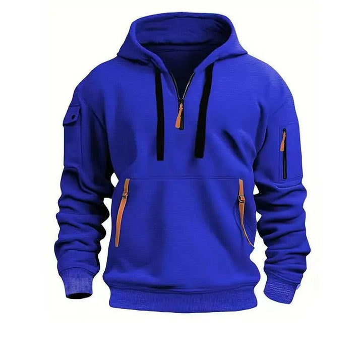 Men's Cotton Blend Hoodie with Quarter Zip Pocket