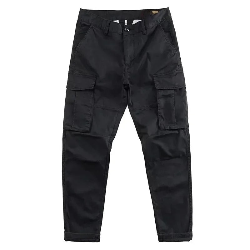 Men's Cotton Cargo Trousers with Turn-Up Hem