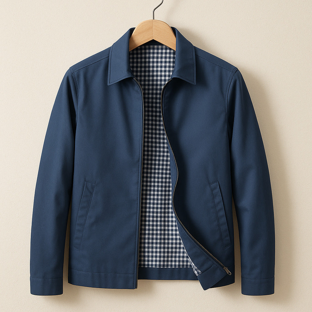 Men's Classic Harrington Jacket with Zip Front
