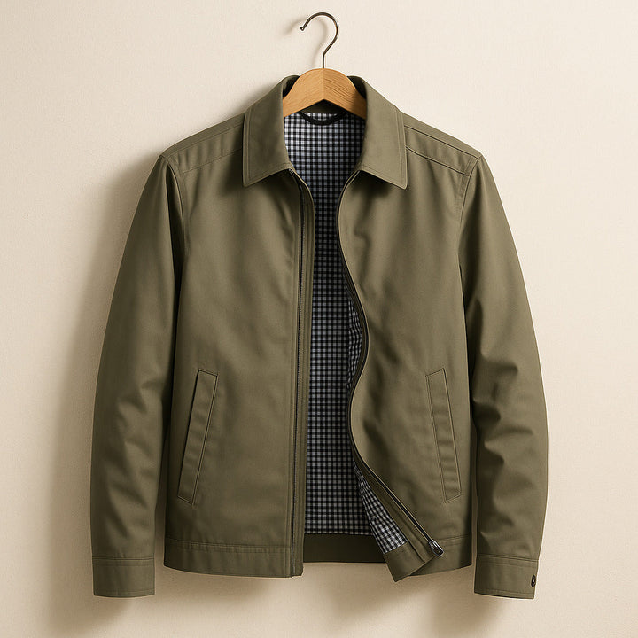 Men's Classic Harrington Jacket with Zip Front