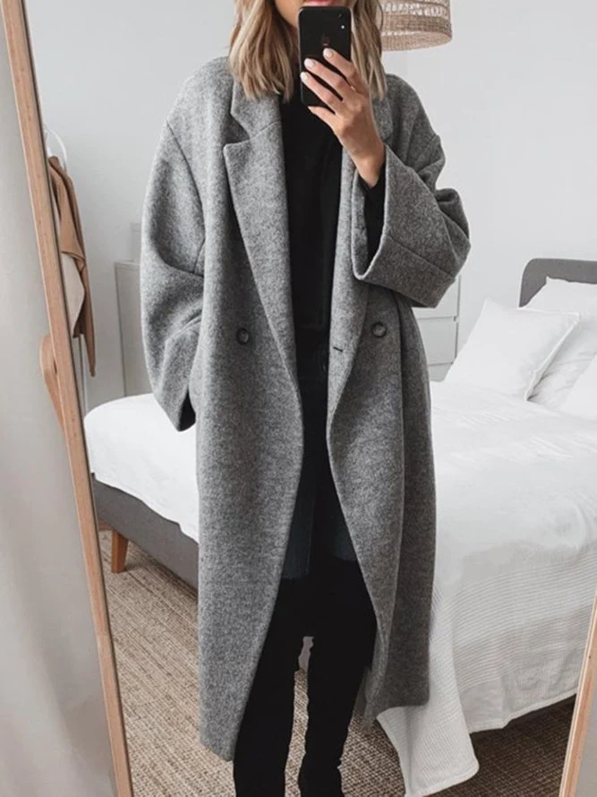 Women's Cotton Blend Long Tailored Overcoat in Regular Fit