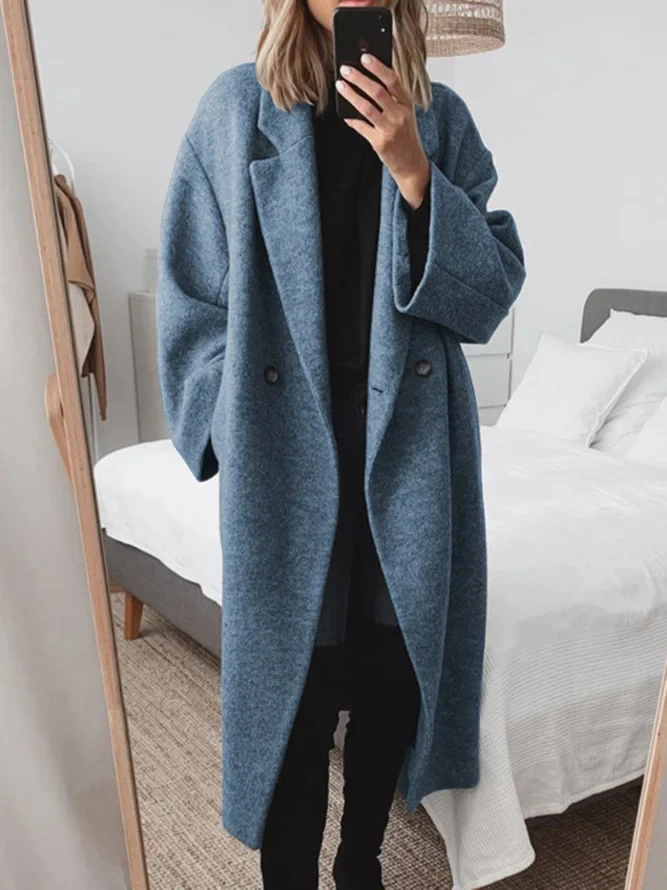Women's Cotton Blend Long Tailored Overcoat in Regular Fit