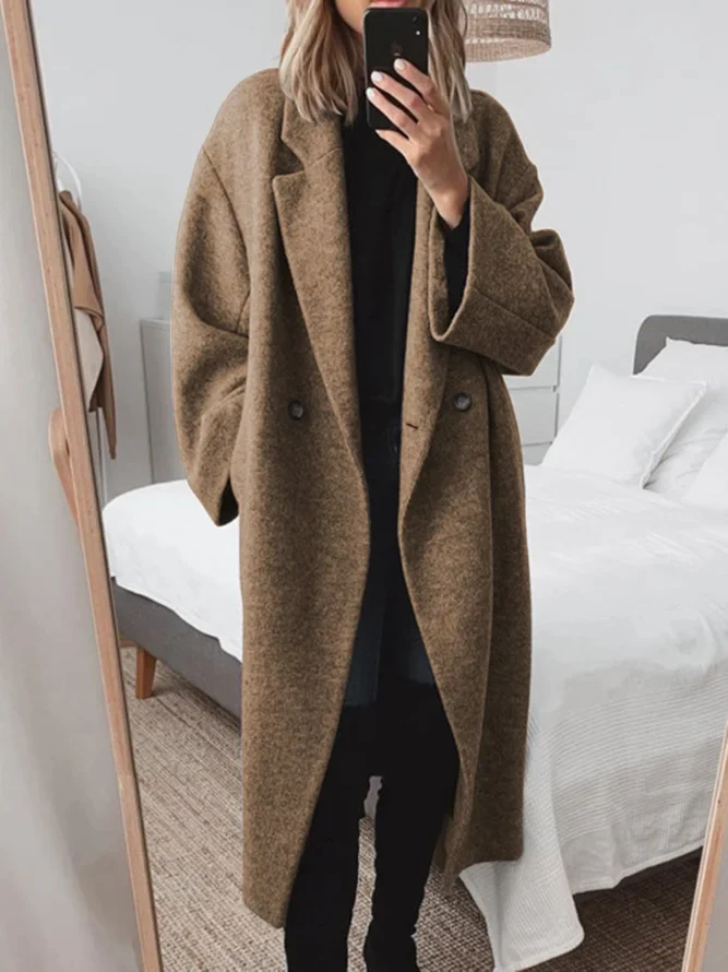 Women's Cotton Blend Long Tailored Overcoat in Regular Fit