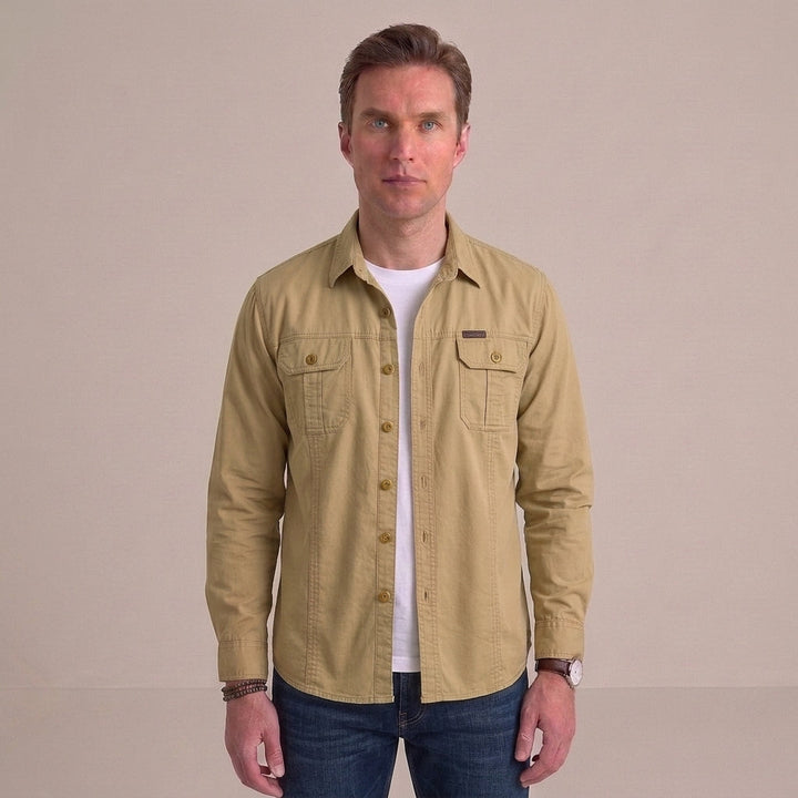 Men's Cotton Utility Overshirt with Twin Chest Pockets
