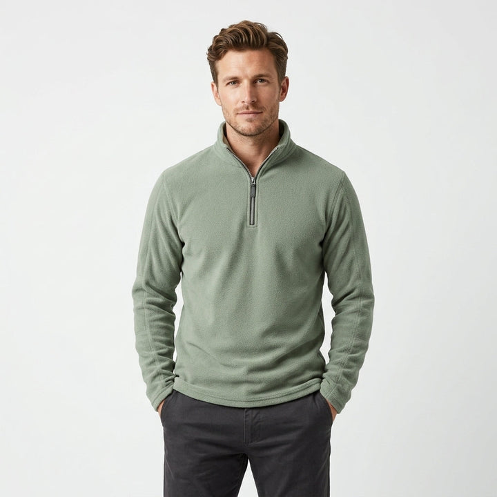 Men's Fleece Quarter-Zip Sweatshirt with Stand Collar