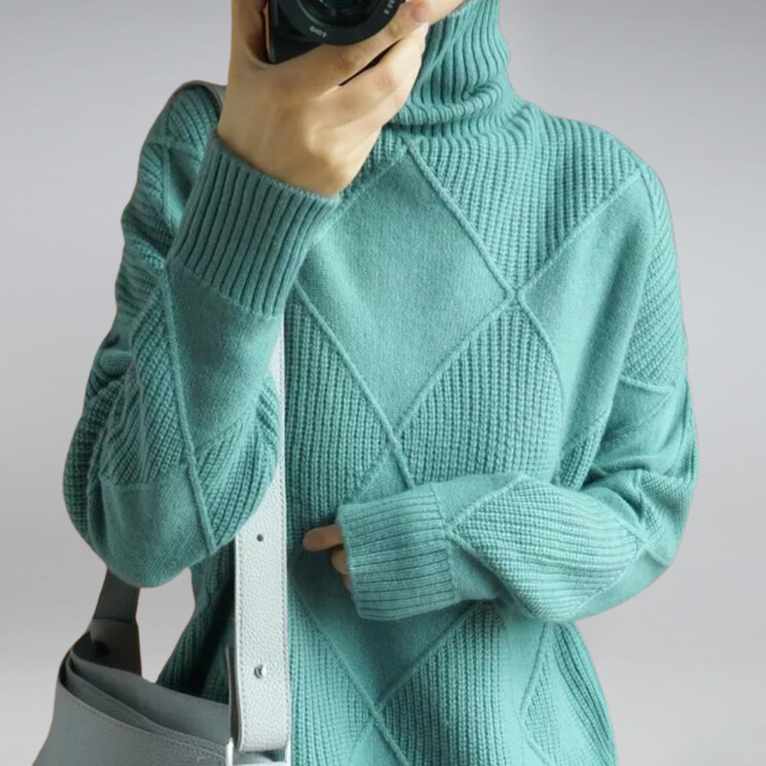 Women's Textured Roll Neck Knit Jumper