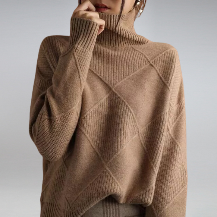 Women's Textured Roll Neck Knit Jumper