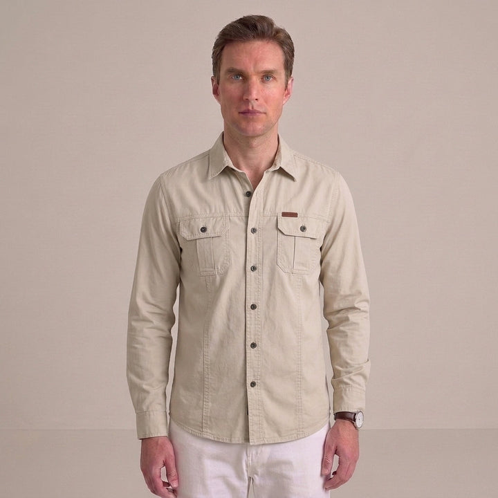 Men's Cotton Utility Overshirt with Twin Chest Pockets