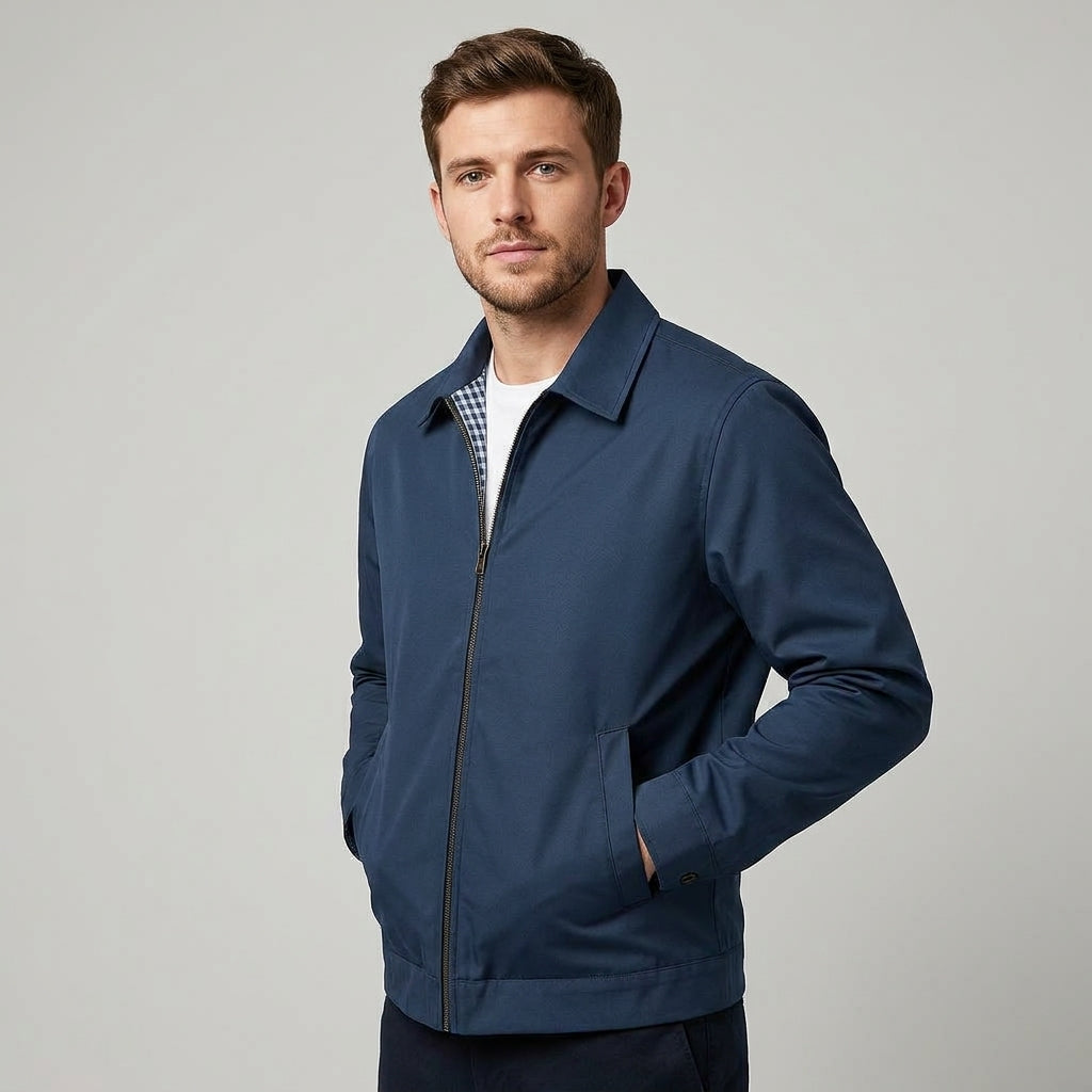 Men's Classic Harrington Jacket with Zip Front