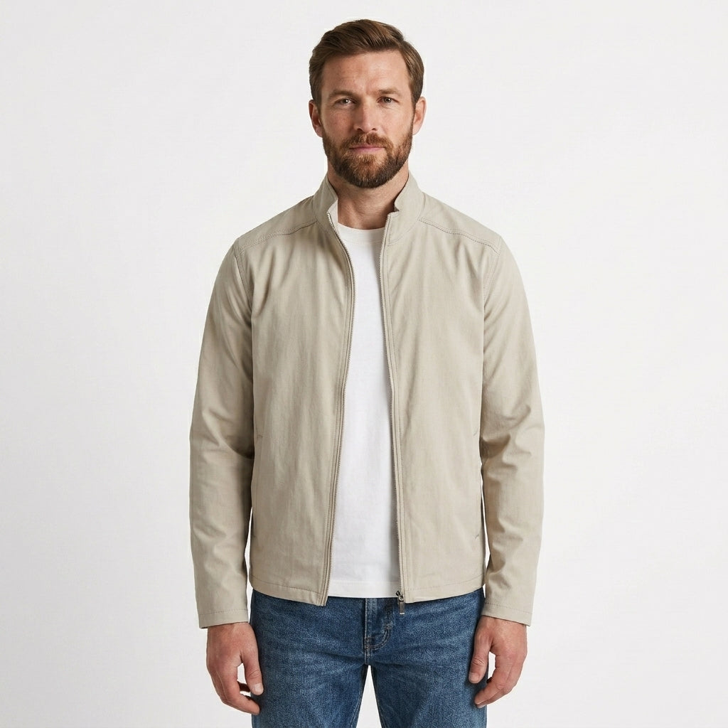 Men's Ribbed Bomber Jacket with Zip Front
