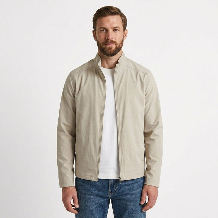 Men's Ribbed Bomber Jacket with Zip Front