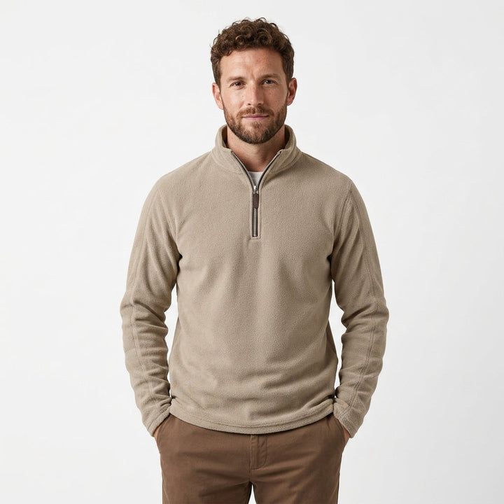 Men's Fleece Quarter-Zip Sweatshirt with Stand Collar