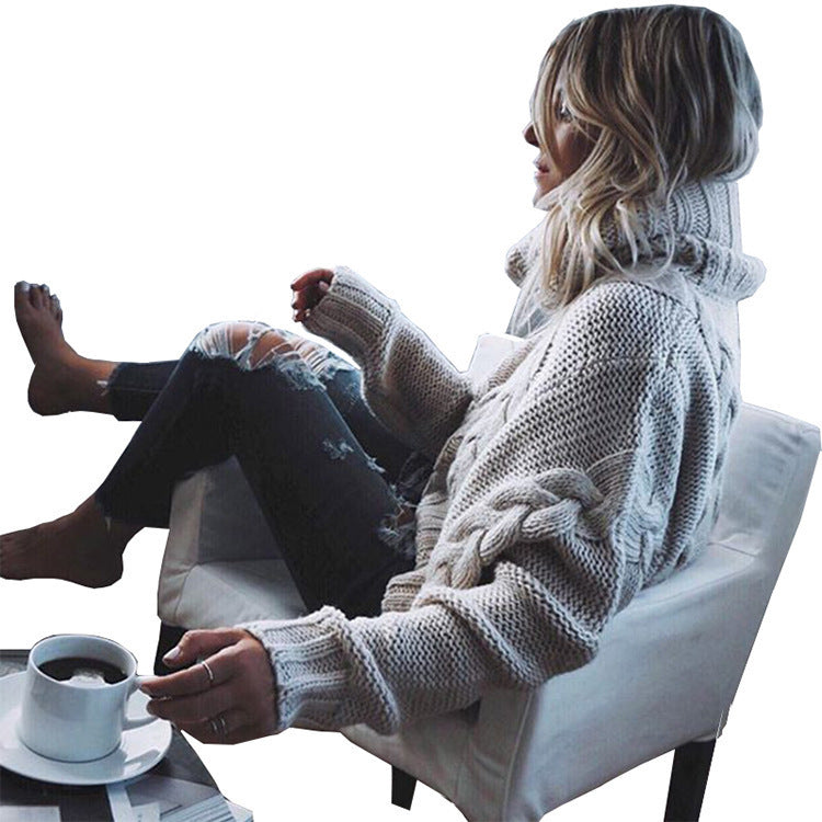 Women's Cable Knit Turtleneck Jumper in Relaxed Fit