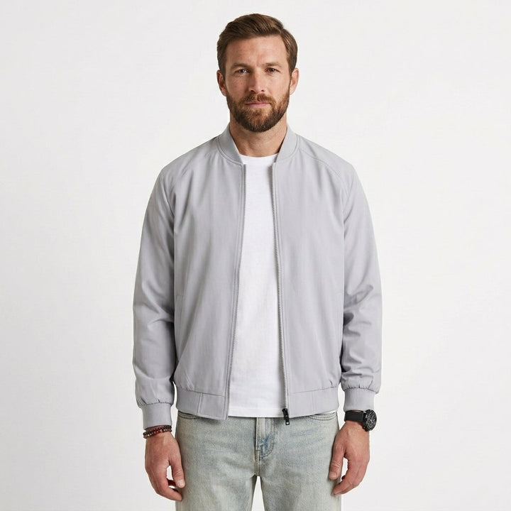 Men's Ribbed Bomber Jacket with Zip Front