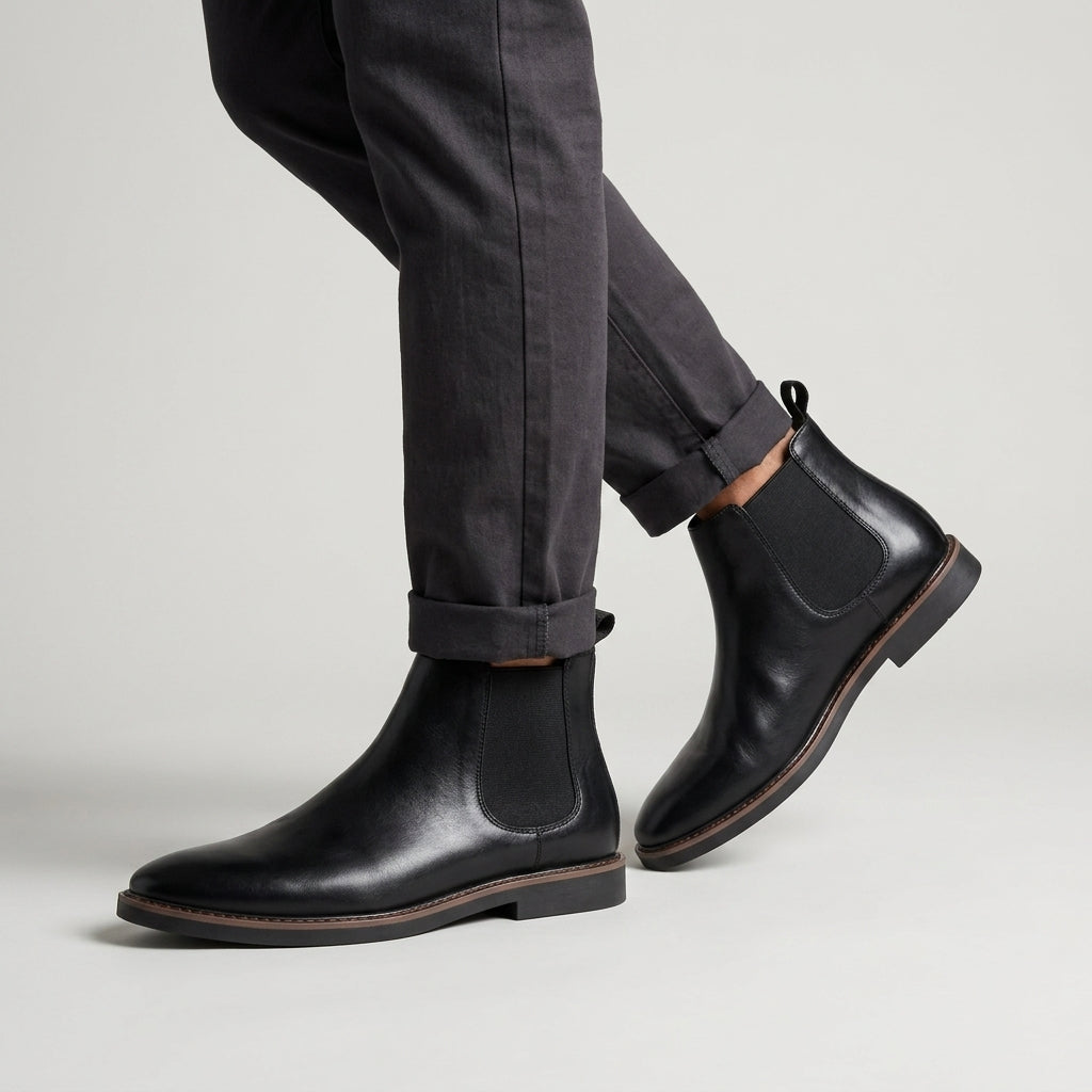 Men's Leather Chelsea Boots Slip On Classic Fit