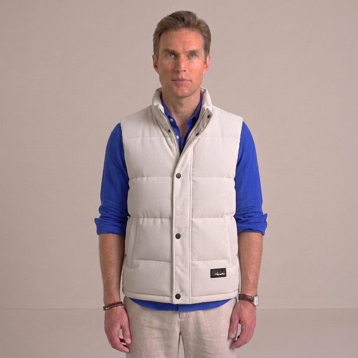 Men's Corduroy Padded Gilet with Snap Closure
