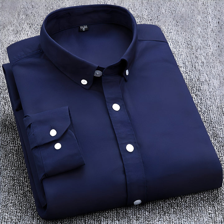 Men's Checkered Long Sleeve Shirt with Button Collar