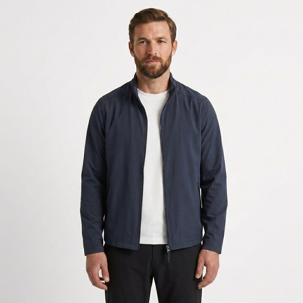 Men's Ribbed Bomber Jacket with Zip Front