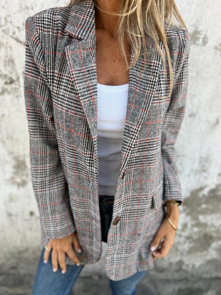 Women's Check Print Tailored Blazer