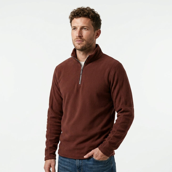 Men's Fleece Quarter-Zip Sweatshirt with Stand Collar