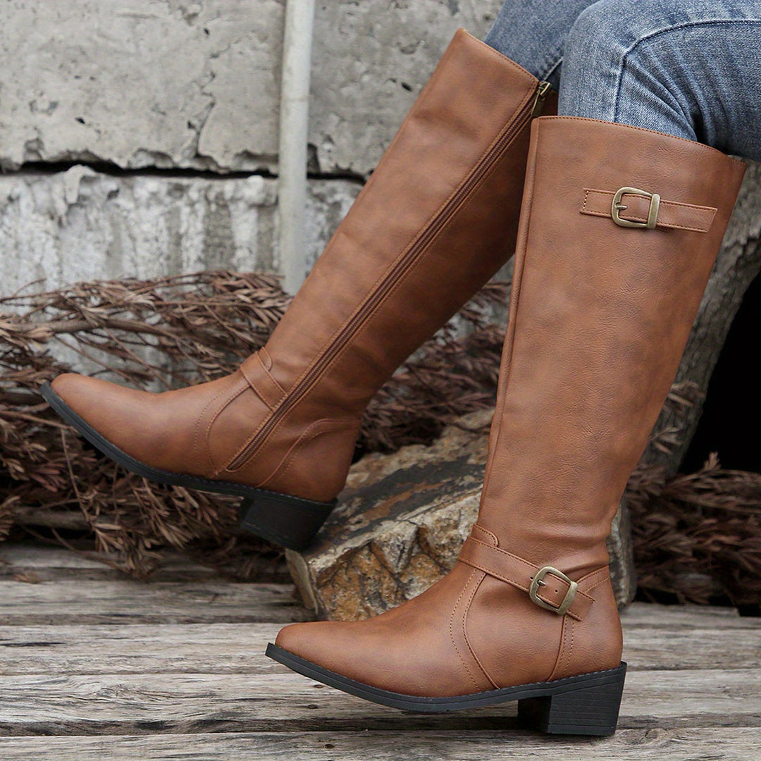 Bottes pour femme montant jusqu’au genou avec détail de bride à boucle