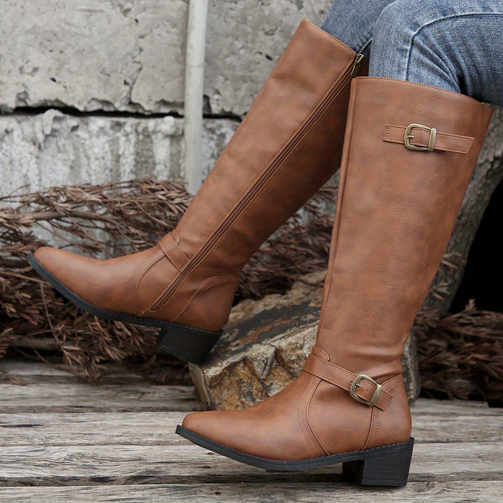 Bottes pour femme montant jusqu’au genou avec détail de bride à boucle