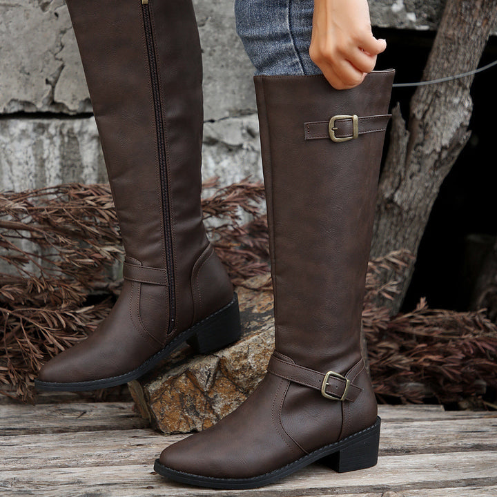 Bottes pour femme montant jusqu’au genou avec détail de bride à boucle