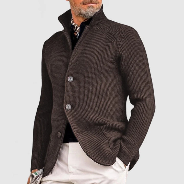 Men's Knit Button-Front Cardigan with Front Pockets