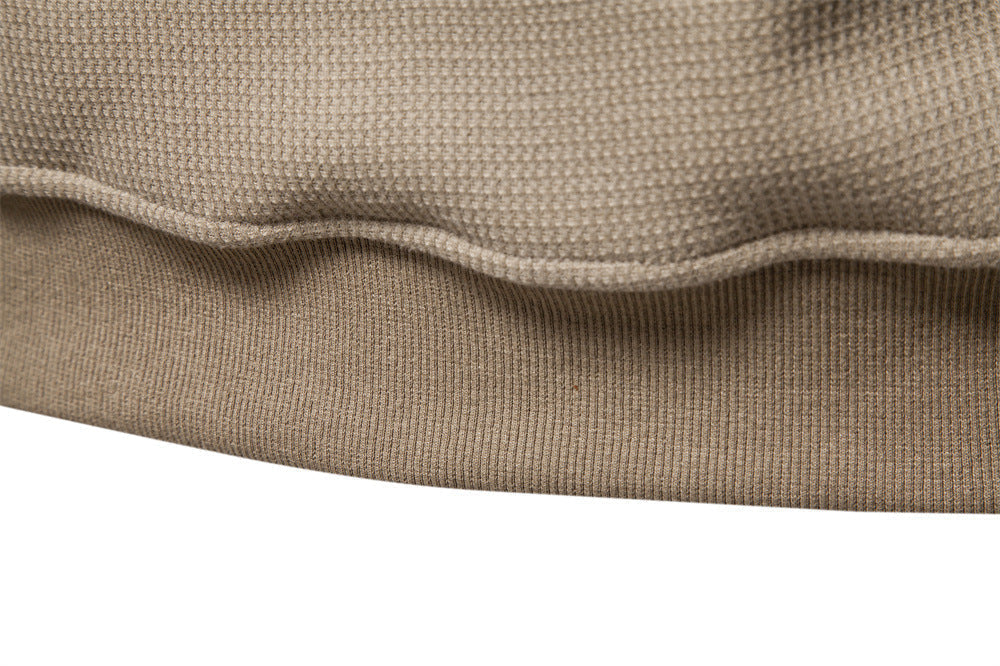 Men's Waffle Knit Henley Sweatshirt with Stand Collar