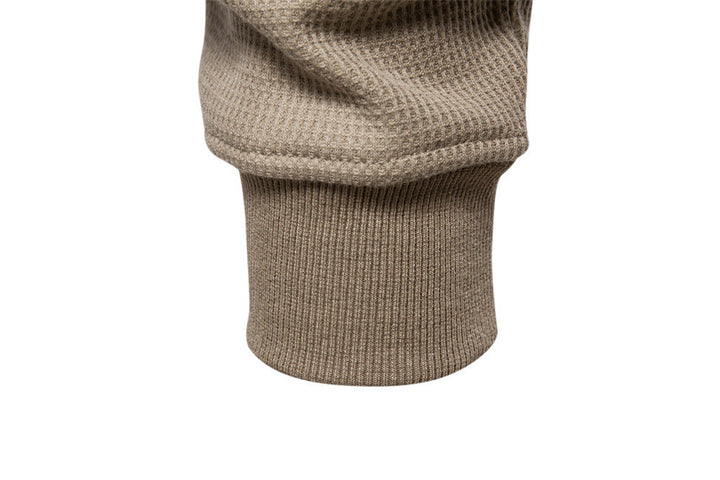 Men's Waffle Knit Henley Sweatshirt with Stand Collar