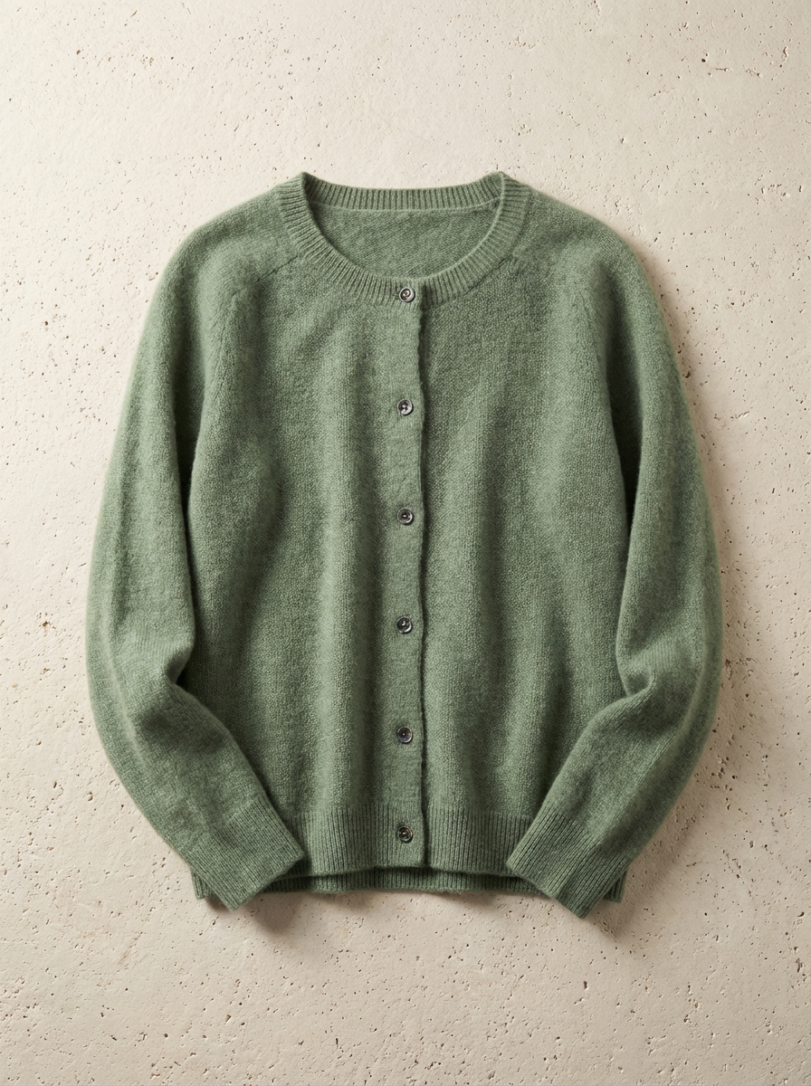 Women's Merino Wool Cardigan with Raglan Sleeves