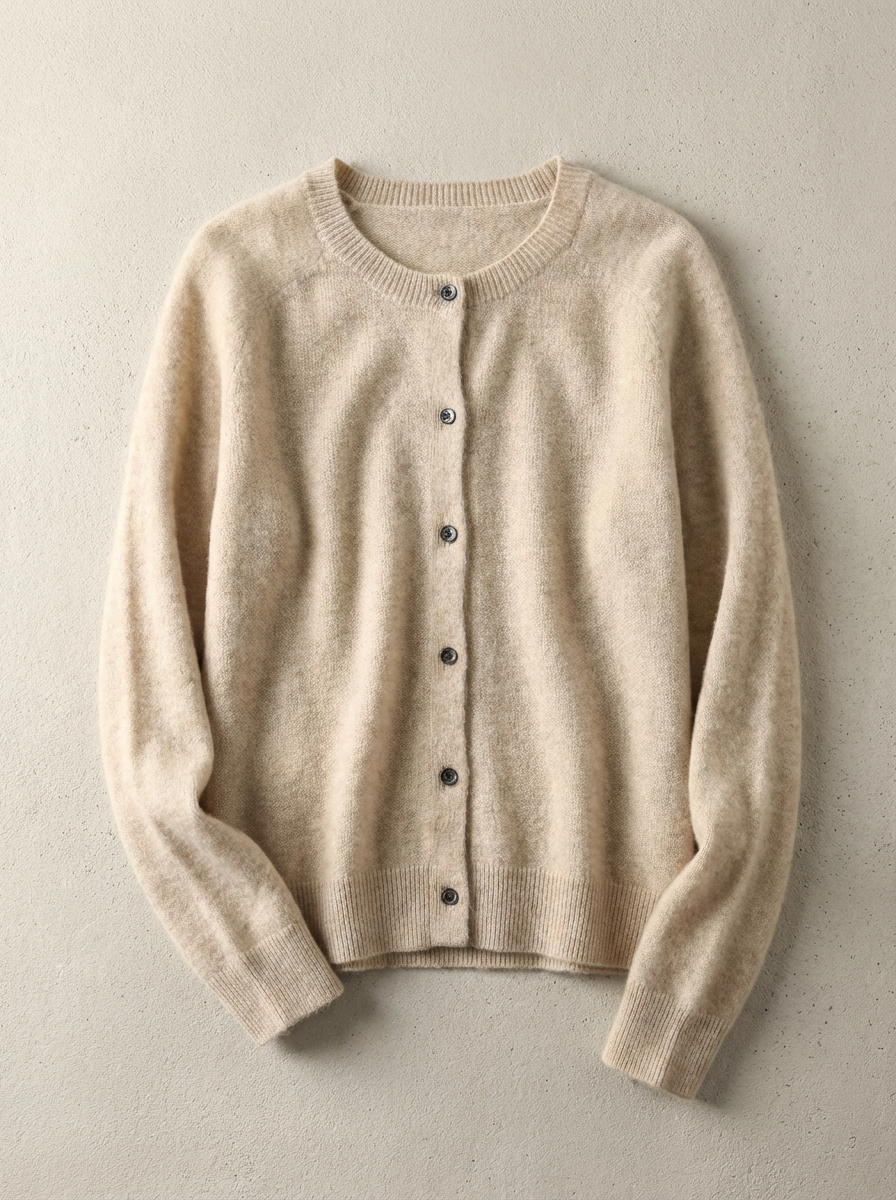 Women's Merino Wool Cardigan with Raglan Sleeves