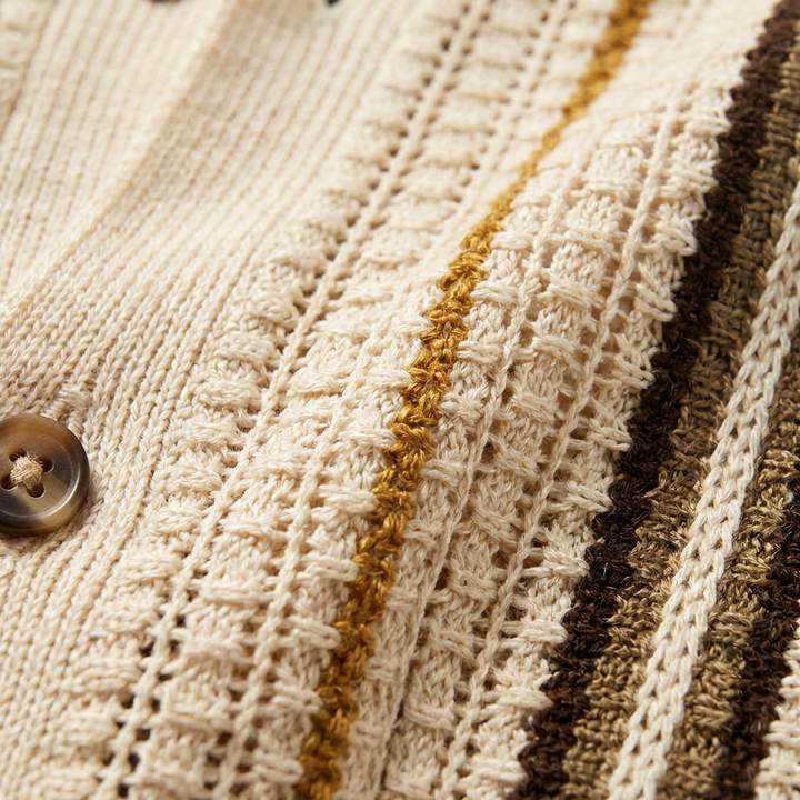 Men's Striped Cotton Knit Polo Shirt in Relaxed Fit