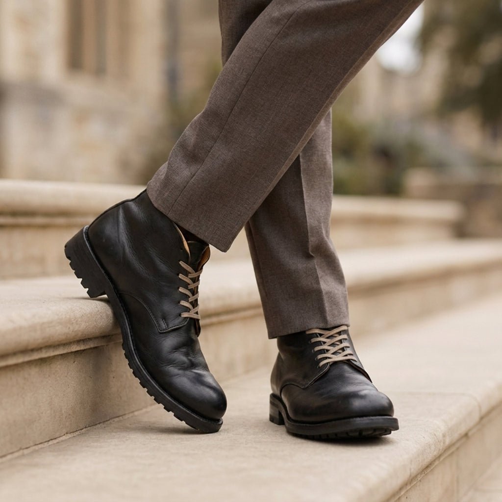 Men's Faux Leather Lace-Up Boots Classic Style