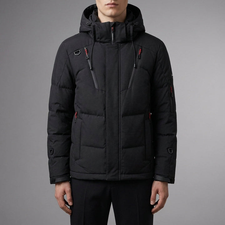 Men's Waterproof Insulated Hooded Parka with Zip Pockets
