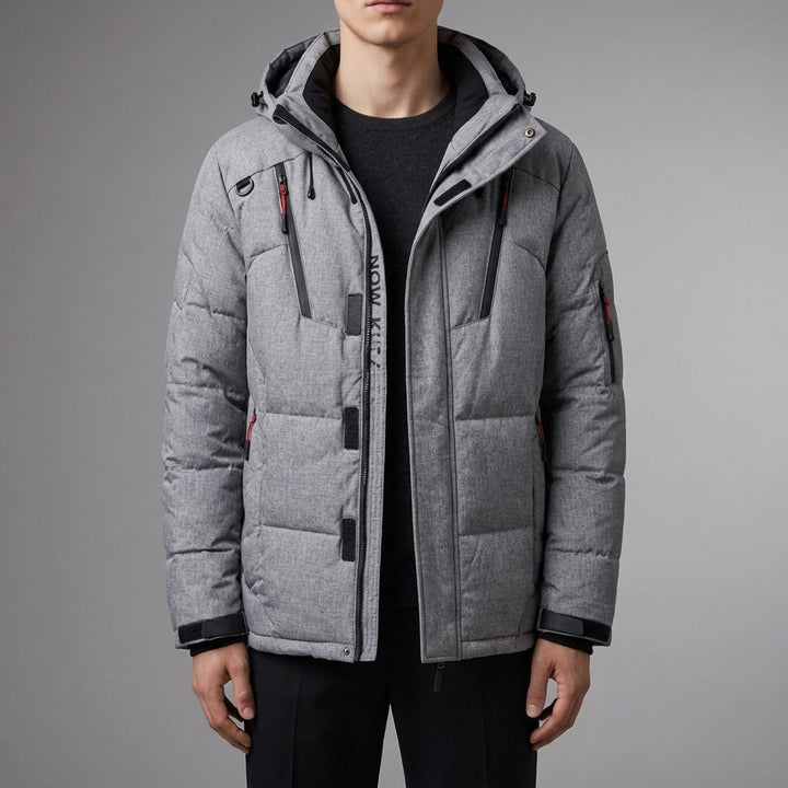 Men's Waterproof Insulated Hooded Parka with Zip Pockets