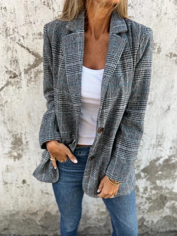 Women's Check Print Tailored Blazer