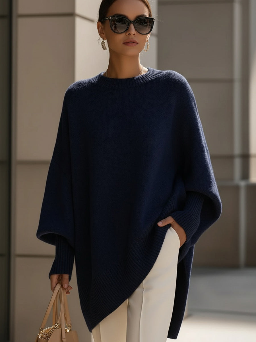 Pull oversize pour femme en mélange de laine avec ourlet asymétrique
