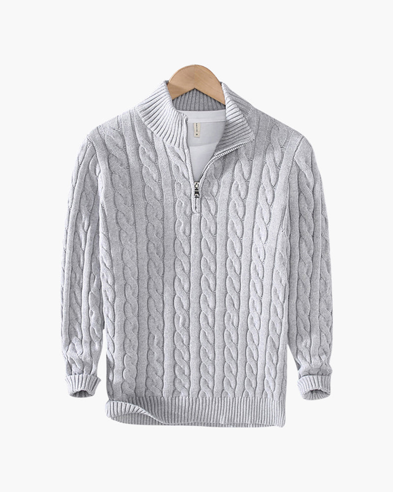 Men's Cotton Cable Knit Quarter Zip Jumper